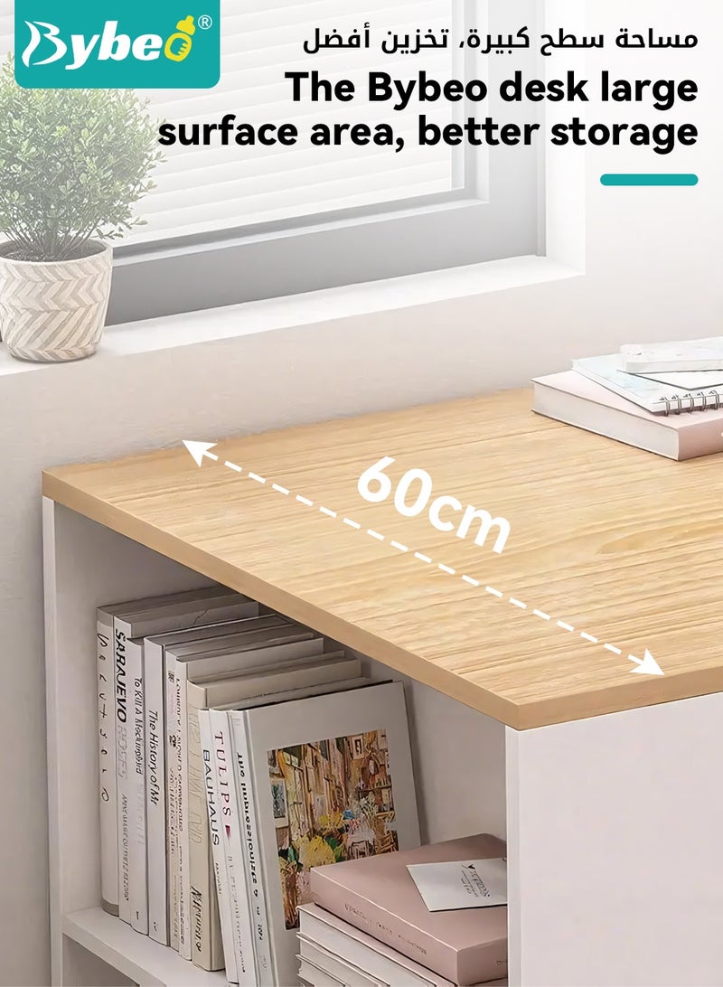 Bybeo Home Office Desk, Kid Study Table, Children Desks, Computer Desk, Multifunctional Reading Desk with Multi-Tier Storage Shelves, Computer Table for Home Office Gaming Study, 140*60*136CM - Image 3